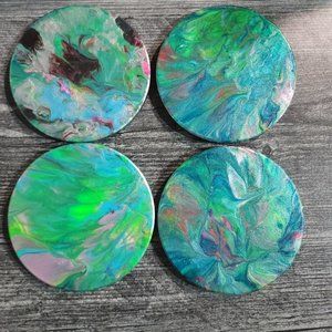 Abstract Art Paint Pour Coasters (set of 4)